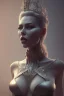 Placeholder: Hannah Waddingham as evil queen in black leather, busty, cleavage, dominatrix, curvy, angry, stern look. character design by cory loftis, fenghua zhong, ryohei hase, ismail inceoglu and ruan jia. unreal engine 5, artistic lighting, highly detailed, photorealistic, fantasy