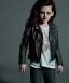 Placeholder: Kristen stewart toddler, full body, leather jacket, dramatic lighting, hyper realistic