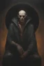 Placeholder: oil painting by Gerald Brom - a vampire, male, A horribly ugly, putrid and disgusting, revolting and deformed, yong, nosferatu, detailed, horrific ulcers, dark room, hood, scars, black track suit, scab, black hair has taken over earth - Sun flares, sunbursts -well-lit, UHD, 1080p, professional quality, 8 x 10 photograph - a colorful gradated multicolored, dark red and light red background