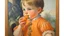 Placeholder: Neoclassicism child eating a orange painting cote d'azur