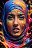 Placeholder: A Liquid Portrait Of female hijaber Face Made Of Colours, Muscles And Movement, Charging, Splash Style Of Colourful Paint, Hyperdetailed Intricately Detailed, Fantastical, Intricate Detail, Splash Screen, Complementary Colours, Liquid, Gooey, Slime, Splashy, Fantasy, Concept Art, 8k Resolution, Masterpiece, Melting, Complex Background Dark Art, Digital Art, Intricate, Oil On Canvas, Masterpiece, Expert, Insanely Detailed, 4k Resolution, Fairy Tale Illustration, Dramatic, by addie digi.