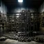 Placeholder: A black spongy fortress filled with chains painted by Michelangelo di Lodovico Buonarroti Simoni