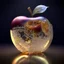 Placeholder: high quality, 8K Ultra HD, Musical notes and musical instrument shapes inside an apple made of crystal, by yukisakura, high detailed,