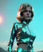 Placeholder: Ultra Realistic retro sci-fi movie, classic ovni levitating, 1960 year, waist up view portrait, blonde woman, sweet teenager Jane Fonda face, perfect cyan iris, glow eyes, face makeup, tight latex coat, retro glass helmet, Retro sci-fi style, soft color, highly detailed, unreal engine 5, ray tracing, RTX, lumen lighting, ultra detail, volumetric lighting, 3d, finely drawn, high definition, high resolution.