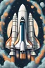 Placeholder: create an image of a space shuttle in space ; realistic style; full bright color ; sharp , clean lines