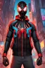 Placeholder: A beautiful portrait painting of Miles Morales, in style of colorful comic. symmetry, hyper detailed. octanev render. trending on artstation