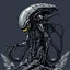 Placeholder: 8 bit pixelart a Biomorphic Biomechanical Alien Queen by Giger
