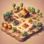 Placeholder: create a fruits into cartoonist hut style model isometric top view for mobile game bright colors render game style desert style