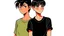 Placeholder: Relaxed and Stylish Anime 90s , short black hair , two personalities