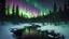 Placeholder: siberian forest at night,taiga,fir trees,aurora,creek, volumetric lighting, Dramatic scene,