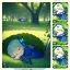 Placeholder: tiny anime girl sleeping in the distance, laying down in a field of flowers, underneath a willow tree, with a butterfly on her nose, hand detail looks human.zoom out