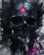 Placeholder: Abstract expressionism, digital matte painting, cyberpunk renaissance, a re-imagining of (All is vanity by Charles Allan Gilbert), dark and macabre overtone, (techno gothic style), (RAW, gritty and vivid, oil and alcohol ink painting), artistic fusion, rich textures, high contrast, harsh light, intense, expressive, moody and atmospheric, analog VHS, broad brushstokes, grim grungepunk, otherworldly gothic surrealism, in the style of (Benedick Bana & Maciej Kuciara), vanitas style, foreboding, 8K