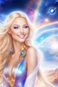 Placeholder: cosmic woman smile, admiral from the future, one fine whole face, crystalline skin, expressive blue eyes,rainbow, smiling lips, very nice smile, costume pleiadian, Beautiful tall woman pleiadian Galactic commander, ship, perfect datailed golden galactic suit, high rank, long blond hair, hand whit five perfect detailed finger, amazing big blue eyes, smilling mouth, high drfinition lips, cosmic happiness, bright colors, blue, pink, gold, jewels, realist, high commander