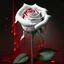 Placeholder: A white rose bleeding red blood from its stem