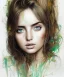 Placeholder: a beautiful samdoesarts face portrait of young and cute ana de armas, fine pencil and watercolors, detailed green-brown eyes, intricate, by carne griffiths and victo ngai