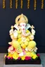 Placeholder: A statue of lord Ganesha made of pure flowers, beautiful,