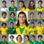 Placeholder: 85mm DSLR color photography of a very detailed headshot fitting all of head and hair in frame. 23-year-old Brazilian soccer player, with and with no facial hair and has a with a small smile, grey background has a soft look on his face has smooth long hair