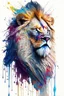 Placeholder: "lion", clean design, epic Instagram, art station, splash of colorful paint, contour, ((solid white background)), angled 45, hyperdetailed intricately detailed, unreal engine, fantastical, cinema lighting, intricate detail, splash screen, complementary colors, fantasy concept art, 8k resolution, DeviantArt masterpiece, watercolor, paint dripping