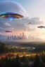 Placeholder: ufo rainbows, cité cristal très futuriste ultra moderne, ufos fleet, intergalactic