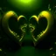 Placeholder: two hearts, dark green and yellow colours, fantasy atmosphere