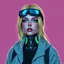 Placeholder: a blonde woman wearing streetwear, robotic neck, digital art, stylised