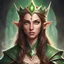 Placeholder: Generate a dungeons and dragons character portrait of a female high elf wizard with brown hair and green eyes. She looks calm. She looks very powerful and dangerous. She wears an elvish crown
