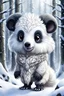 Placeholder: A chibi soft fluffy white furred, medium height mutant mammal with medium snout, big dark eyes, big tassel ears, a cute fantasy creature. Tundra forest , snow in the background. sharp focus, intricate details, masterpiece