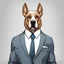 Placeholder: make one realistic business dog that are made of shapes and have a suit on