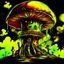 Placeholder: A fantabulous black, green, and yellow (((mushroom tower house))) erected atop a (geologic pillar), surrounded by the uncanny imaginative ((( swirling skies))), offset by the stark hues of a (neon-tinged nebulous space scape), within. captured by the hand a skilled master painter with a focus on (softly blurred compositions and voluminous lighting).