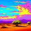 Placeholder: beautiful vibrant colors, landscape of Jousha Tree National Park, pop art, clouds, sunset, dunes, sand, poster, Arizona