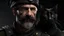 Placeholder: Black conquistador with the long mustache and a goatee in rambo gear with a black cat as a soldier in combat, high definition , 8k, realism