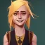 Placeholder: Portrait of a smiling 10 year old witch girl with blonde bangs