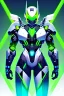 Placeholder: Cyborg symbiote, white color, green color, tendrils, high tech, cyberpunk, biopunk, membrane wings, carbon fiber