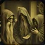 Placeholder: Daguerrotype close up, some mysterious figures, odd background, Hieronymus Bosch, Max Ernst, ambient light, by Minicavio Quollati and Marlost Endgulp, Amano, Botticelli, Alphonse Mucha