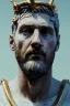 Placeholder: Ultra Realistic image, Roman sculpture, white marble material, Lionel Messi, gold crown of natural thorns, god crown, gold veins, Renaissance style, sun rays background, waist up portrait, epic, celestial, cinematic lighting, God lights, 4k resolution, smooth details, soft lighting, unreal engine 5, art station, substance 3d.