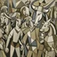 Placeholder: piccasso crowd people cubism with bull screaming gray woman and child