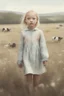 Placeholder: Illustration of model gemma ward as toddler, in a field,, cow,,style of Marcel Marlier, pastel colors