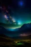 Placeholder: Beautiful landscape with mountains under night skylight with stars and aura HD real life photo