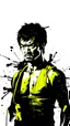 Placeholder: fight club movie style Bruce Lee superhero, infill lighting. Center this artwork on a pure white background, ensuring the entire image is fully visible, with no cropping