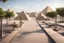 Placeholder: urban design tourist walkway with the pyramids , street seating