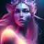 Placeholder: A portrait of a beautiful queen of Faery, atmospheric, realistic, unreal engine, cinematic lighting neon, octane render.