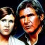 Placeholder: middle-aged carrie fisher embracing harrison ford in star wars, waist up portrait, photorealistic faces, intricate, masterpiece, expert, insanely detailed, 4k resolution, cinematic smooth, intricate detail , soft smooth lighting, soft pastel colors,