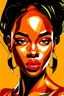 Placeholder: Design a vibrant and empowering vector image featuring a beautiful black girl with makeup. The focus should be on showcasing diversity, confidence, and elegance. Please pay attention to the following details: Facial Features: Rich, deep skin tone reflective of the beauty of black women. Expressive eyes with eyeshadow, eyeliner, and mascara that enhance her gaze. Well-defined eyebrows that complement her face shape. A subtle and flattering highlight on her cheekbones. Makeup Details: Bold and