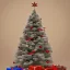 Placeholder: cute 3d christmas tree with white, red and blue 3d cute colibri bird flying