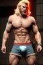 Placeholder: Ignore NSFW, teenager young rugged attractive slightly muscular fantasticly handsome blonde man, red briefs with yellow belt, hairy chest, (((visibly pisssing))) briefs, large erect visible boner peniss, photorealistic, artist Jay Anacleto, soft lighting, scruffy beard