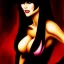 Placeholder: portrait of beautiful busty Vampirella painting by Brom, oil on canvas, cinematic composition, extreme detail,fit full head inside picture