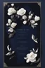 Placeholder: An extremely formal, funeral program for a black man on darkest blue deeply pigmented velvet paper with brilliant, brightest heavy white fonts, simple, minimalistic, less element, very dramatic lighting, detailed, white flowers,