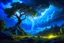 Placeholder: Epic cinematic breathtaking intricate insanely detailed painting of dramatic storm clouds and blue moonlight glow on an aesthetic remarkable old white oak tree, river, winding path, remote village & mountains, by tomasz allen kopera, dariusz zawadzki, andreja peklar, ivan shiskin, beautiful, colorful, cosmic, ultra detailed, ultra realistic, a masterpiece, polished, crisp quality