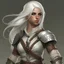 Placeholder: female warrior white hair short ringmail