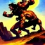 Placeholder: Conan fighting a monster by Frank Frazetta style